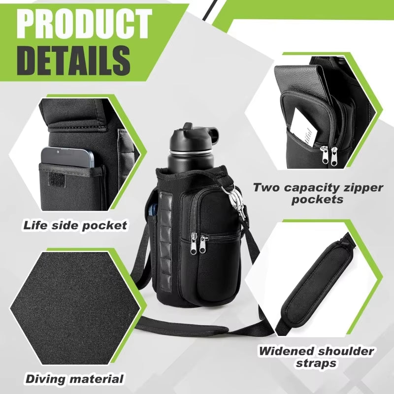 Magnetic Water Bottle Holder - Ultimate Gym Carrier Bag with Phone Pocket and 6 Powerful Magnets